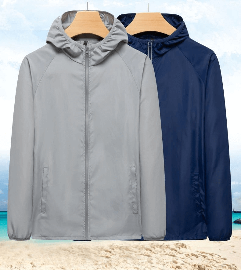 Waterproof Reflective Sun Protective Women's Jackets SF0310 in grey and navy, perfect for camping and hiking adventures.